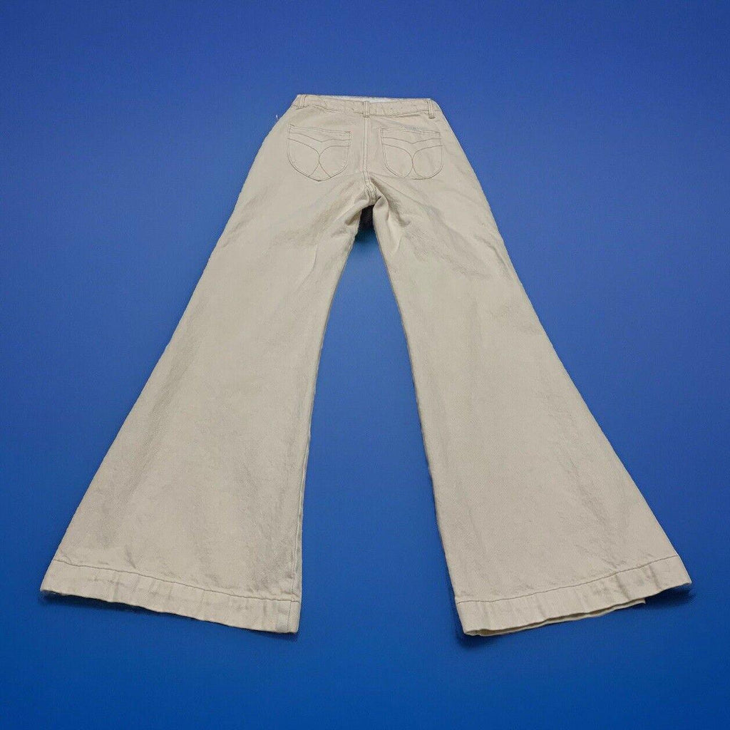 Rolla's Jeans - Vaqueros acampanados beige con botones y pierna abierta para mujer, talla 25