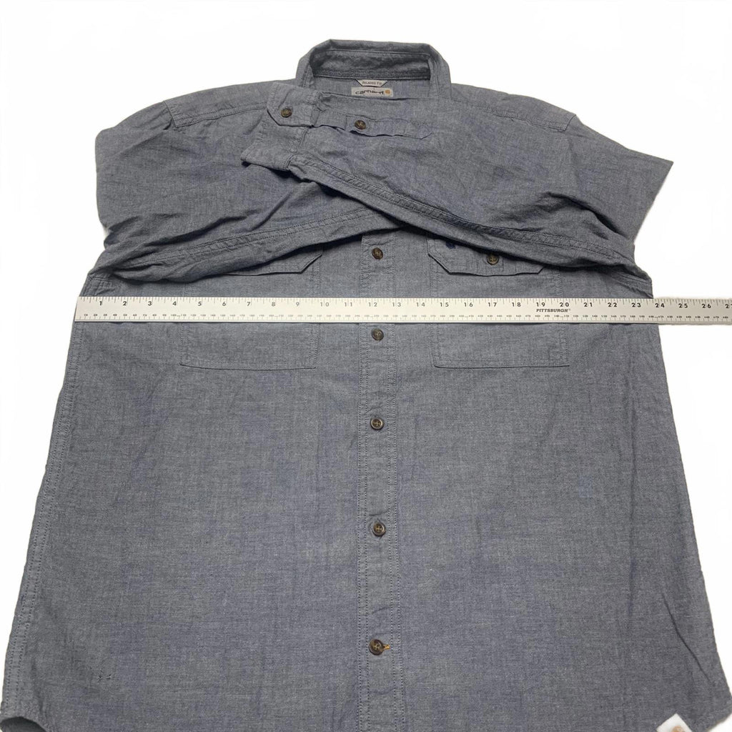 Camisa de trabajo Carhartt Chambray con botones, color azul lavado, talla grande para hombre