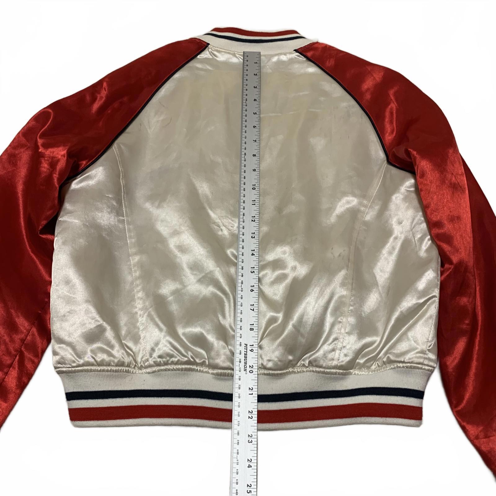 Chaqueta bomber Tweety Paris para mujer, talla L, color rojo y blanco, de satén Y2K, de Looney Tunes, lote 29