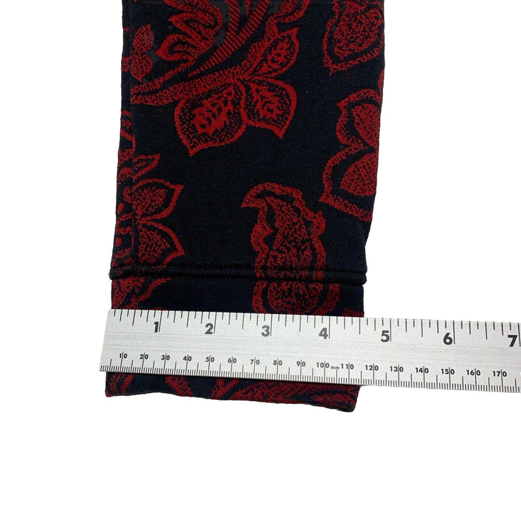 Suéter Croft &amp; Barrow para mujer, talla pequeña XL, con estampado floral de cachemira en rojo y negro, con cremallera y manga larga