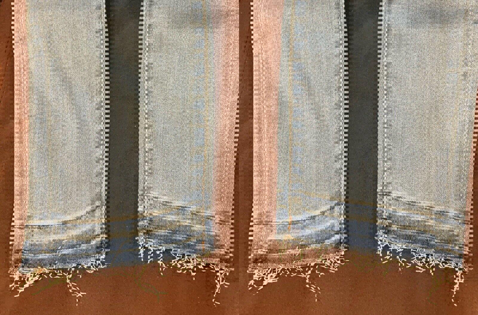 Vaqueros J. Crew para mujer, talla 27, lavado azul claro, pitillo, corte desgastado, dobladillo sin rematar