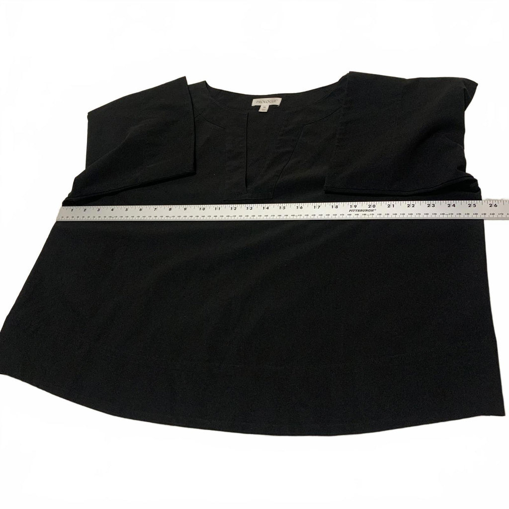 Top corto minimalista de gran tamaño con cuello en V negro para mujer, talla extragrande, de Prologue