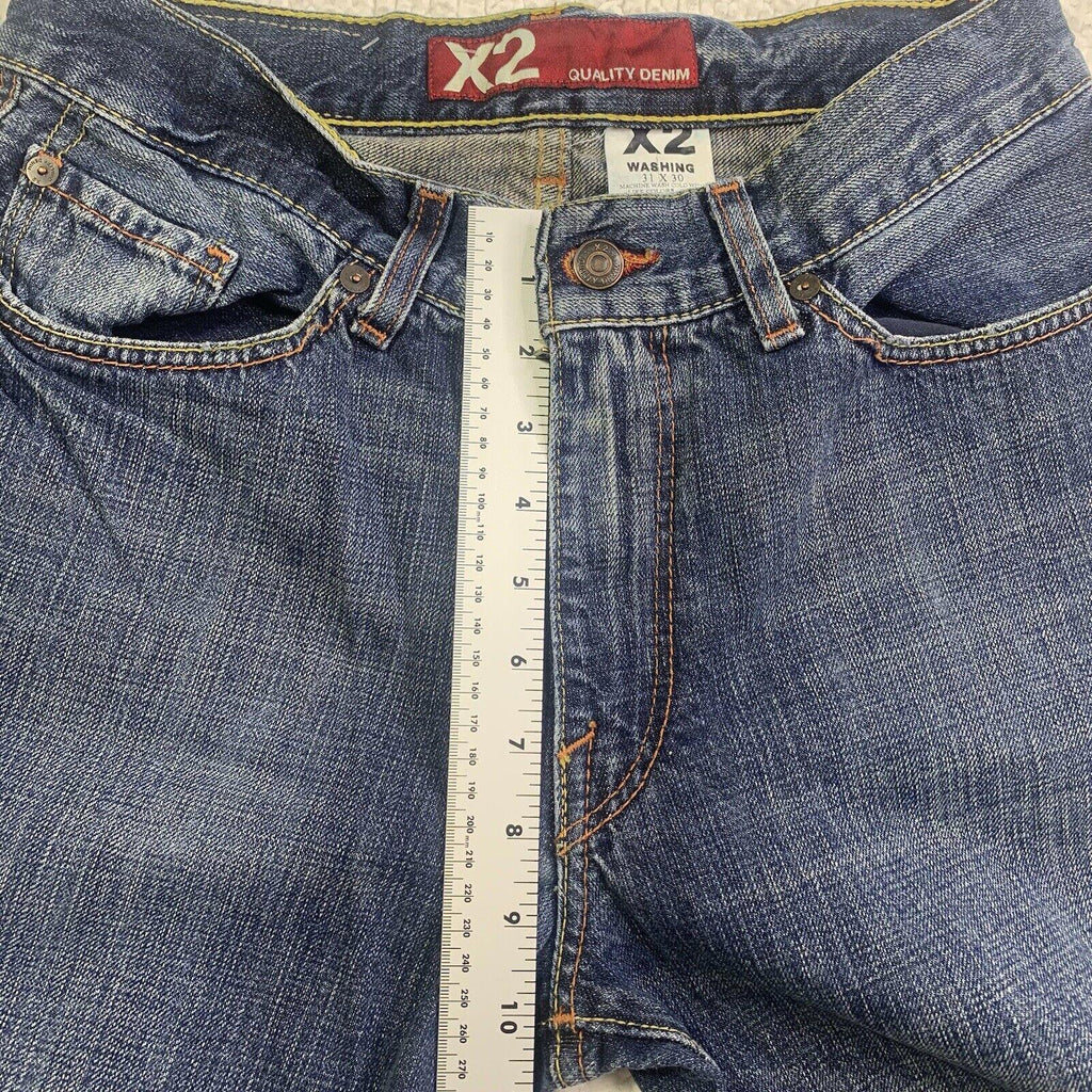 Vaqueros de mezclilla de calidad X2 para hombre, talla W31 L30, corte de bota azul