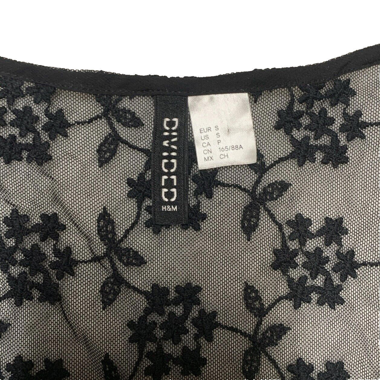 Bufanda tipo chal con flecos de encaje negro para mujer, talla S, estilo bohemio grunge, de H&amp;M
