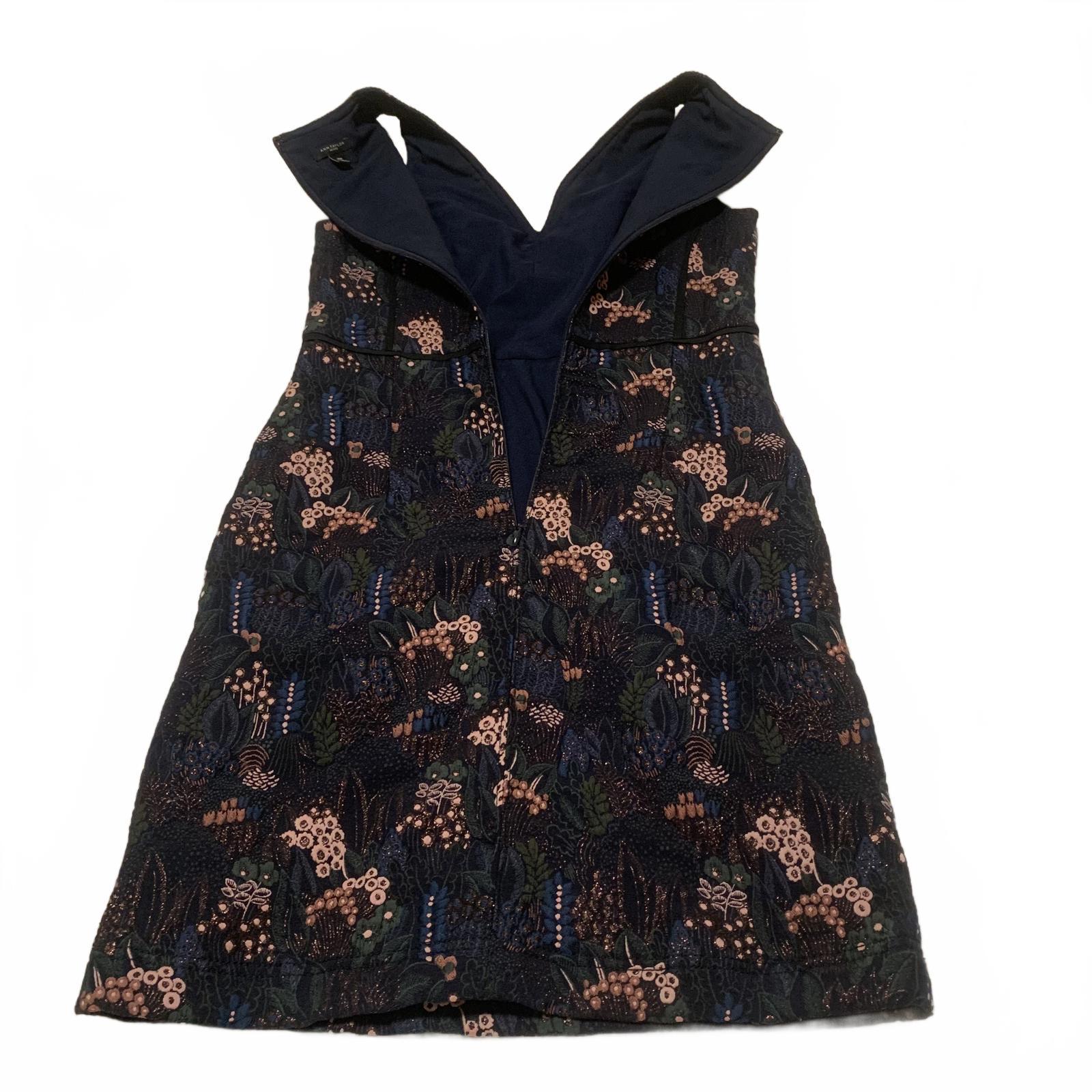 Vestido mini sin mangas con estampado floral negro de Ann Taylor Petite para mujer, talla 0P