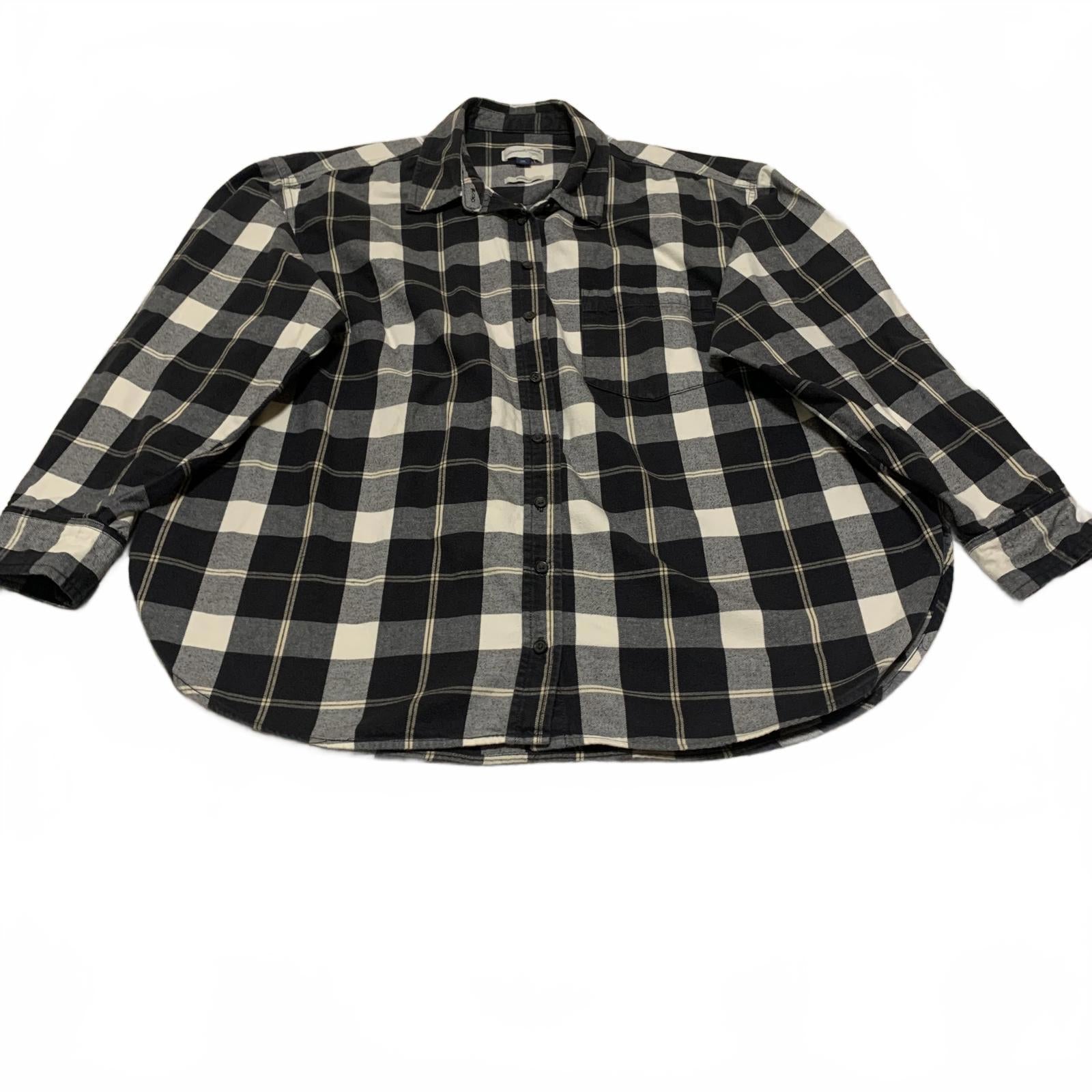 Universal Thread Men's Oversized Size XXL Black White Plaid Casual Shirt