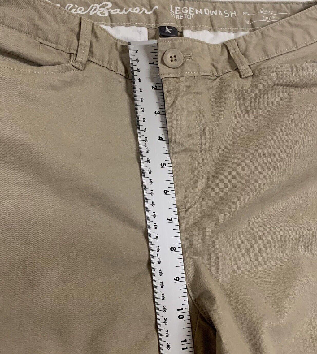 Pantalones Eddie Bauer para mujer, talla 12, caqui, corte recto, estilo chino, ancho 33,5 x 23,5 L