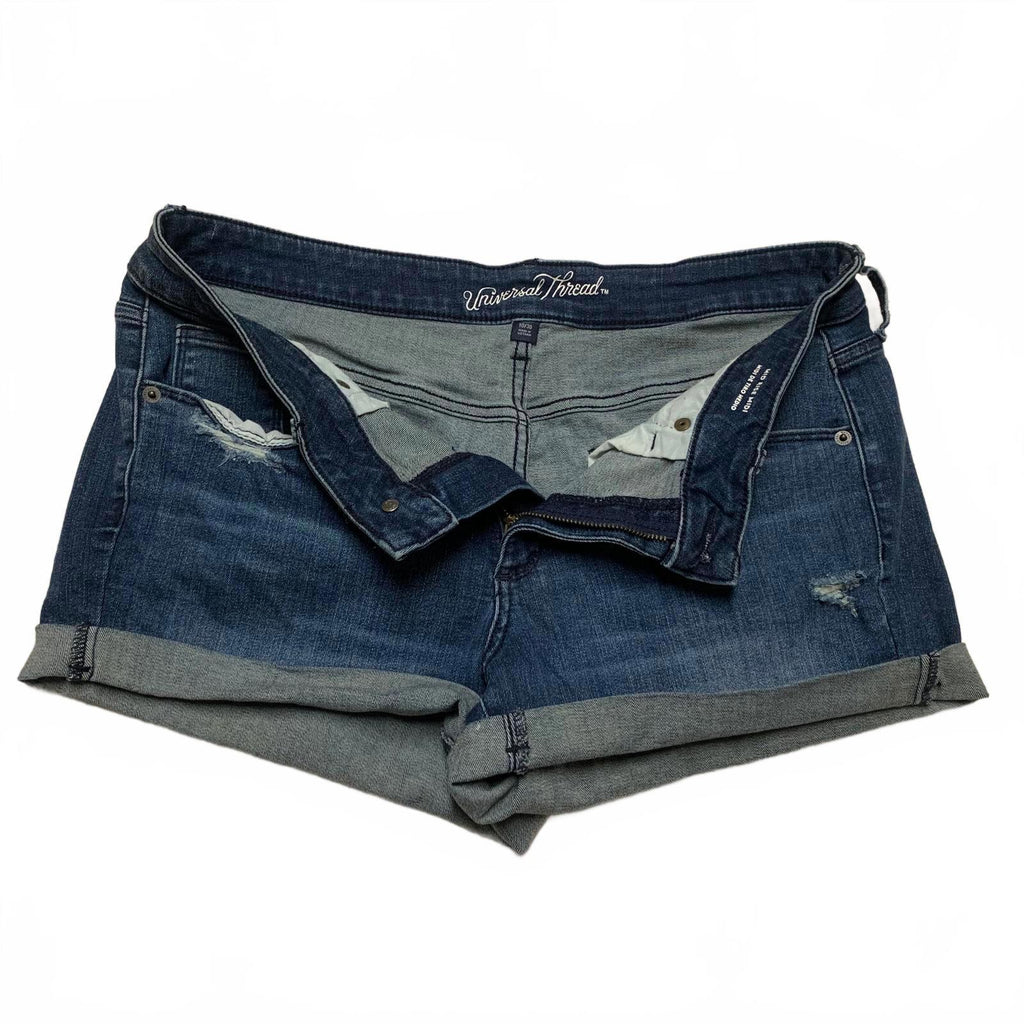 Pantalones cortos vaqueros de tiro medio azules de Universal Thread para mujer, talla 10