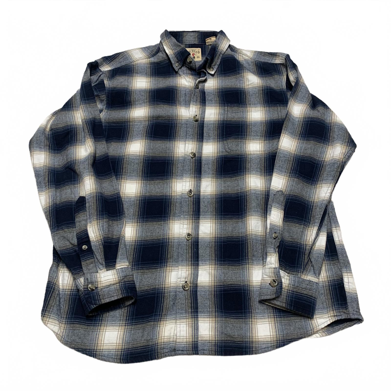 Camisa de franela a cuadros azules de algodón para hombre, talla grande, de Red Head Brand Co.