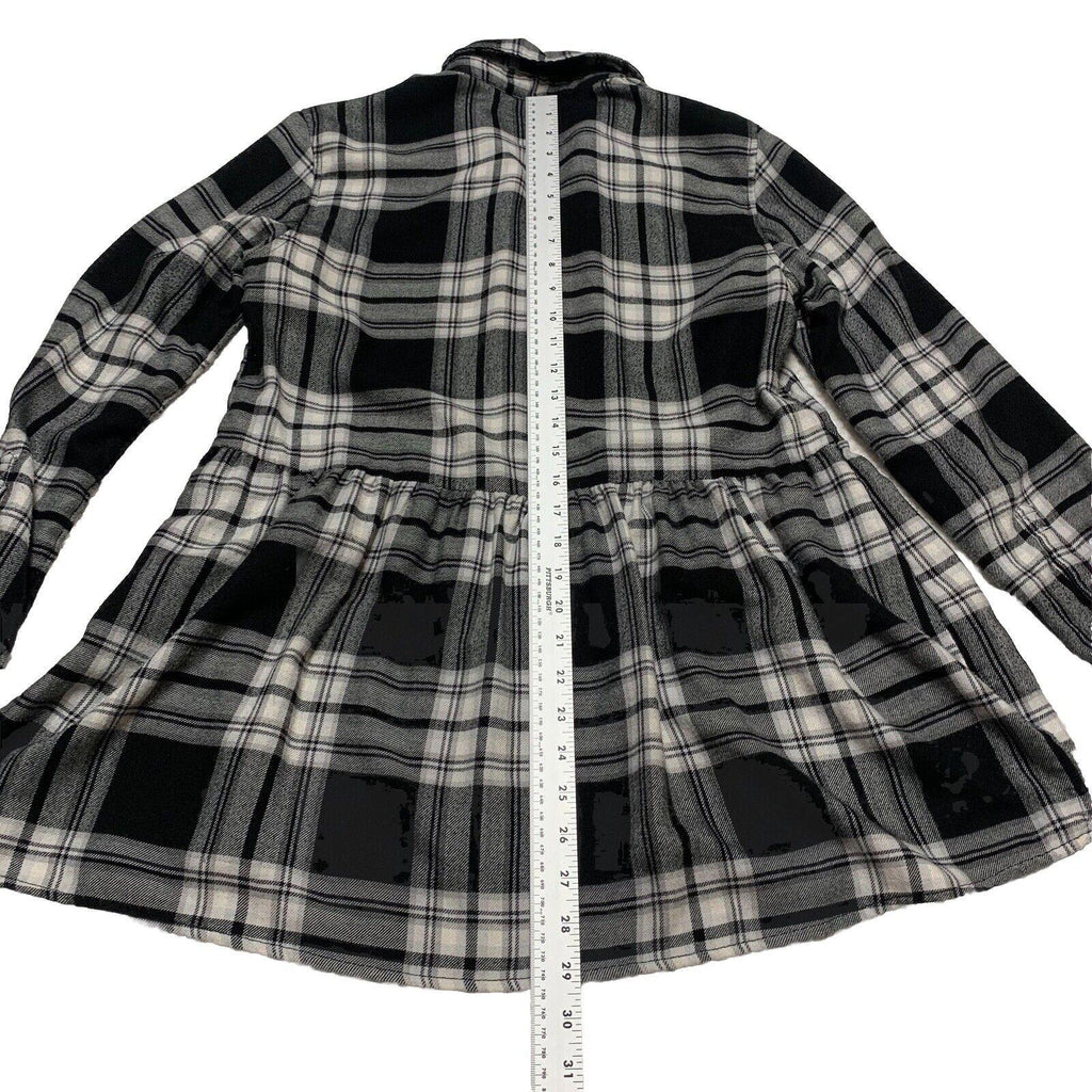 Túnica de franela a cuadros American Eagle, talla pequeña, negra, blanca, con pinzas, jegging, talla M