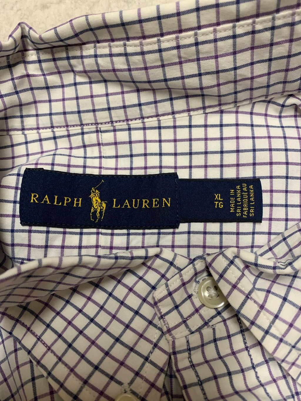 Ralph Lauren Men's Size XLarge White Grid Casual Button-Down Shirt XL