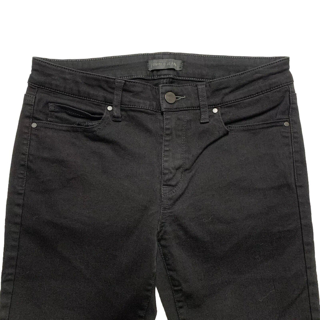 Vaqueros ajustados negros de tiro medio de mezcla de algodón y mezclilla de Uniqlo para hombre, talla 27 x 26,75