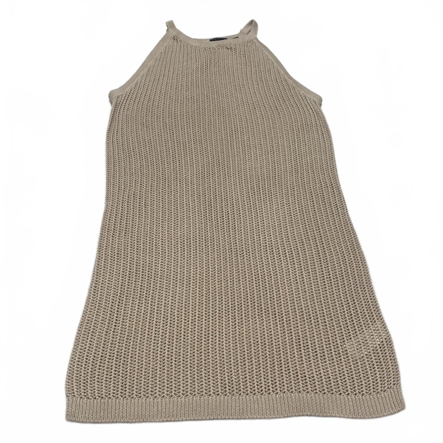 Tahari Womens Sz Large Beige Knit Sleeveless Dress Summer Beach Pool Party