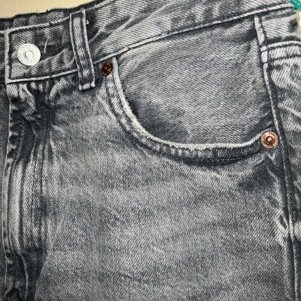 Vaqueros Zara para mujer, talla 6, denim gris, corte cropped con bordes deshilachados