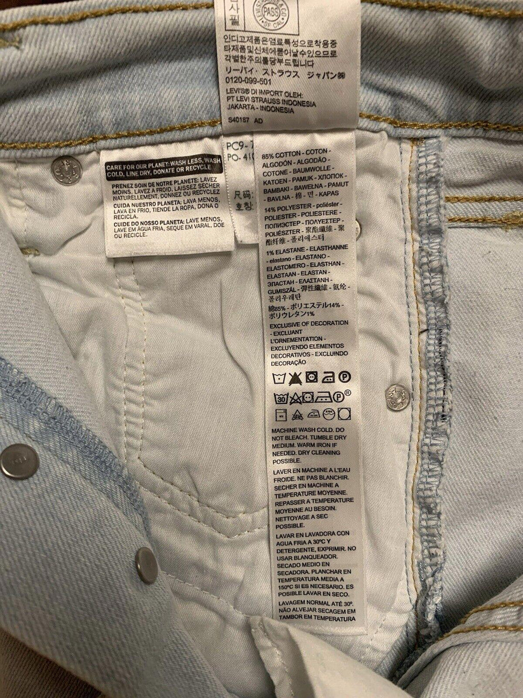 Vaqueros Levi's para mujer, corte cónico azul claro, 30 x 27, con caja torácica