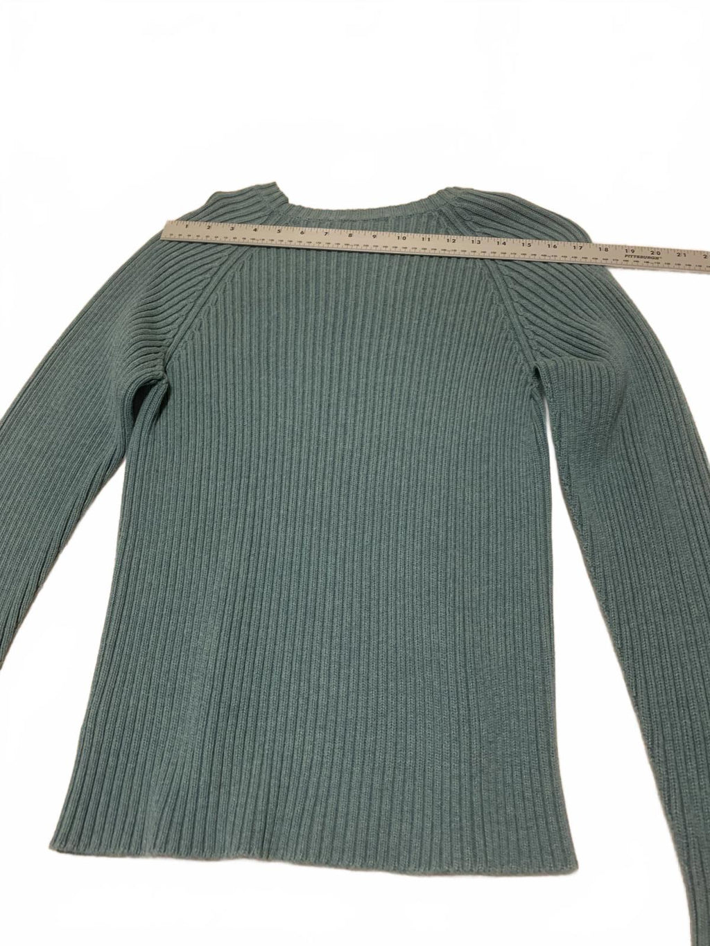 Suéter Lands' End de los años 90 para hombre, talla 38/40, cuello redondo, tejido acanalado, verde, fabricado en EE. UU.