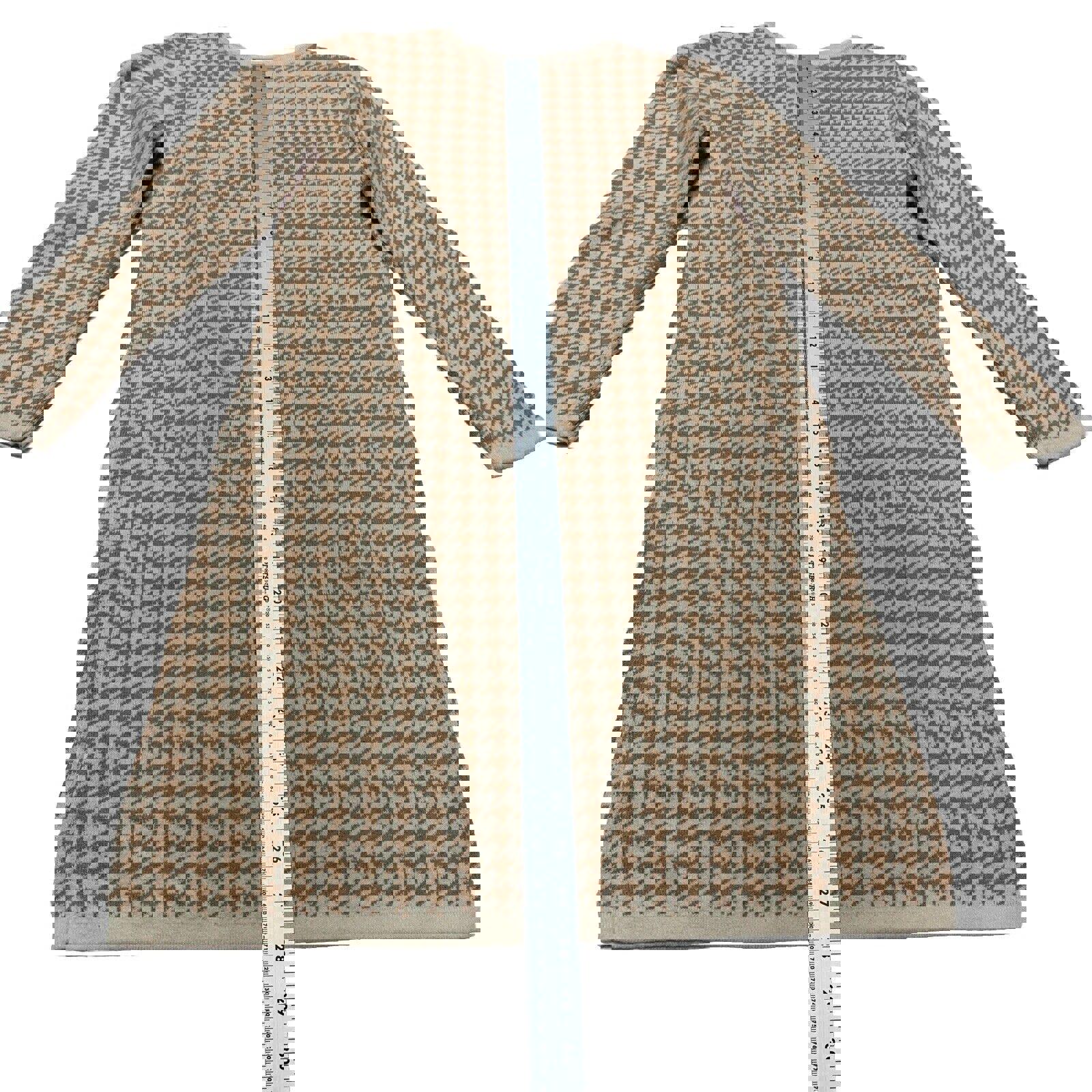 Vestido tubo Hope &amp; Henry para niñas, talla 10, color beige marfil con pata de gallo y lazo hasta la rodilla