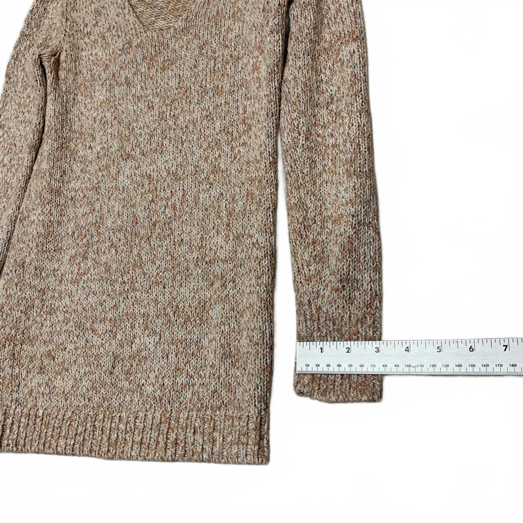 Suéter de punto beige melocotón LOFT para mujer, talla XS, acogedor, capa de otoño, mangas largas