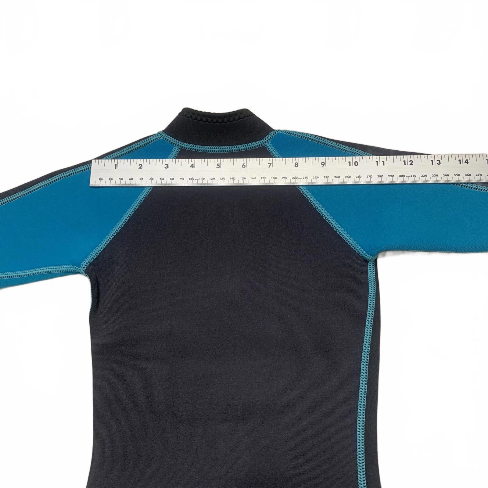 Traje de baño unisex Seaskin para niños, talla 3, color negro y verde azulado, de manga corta