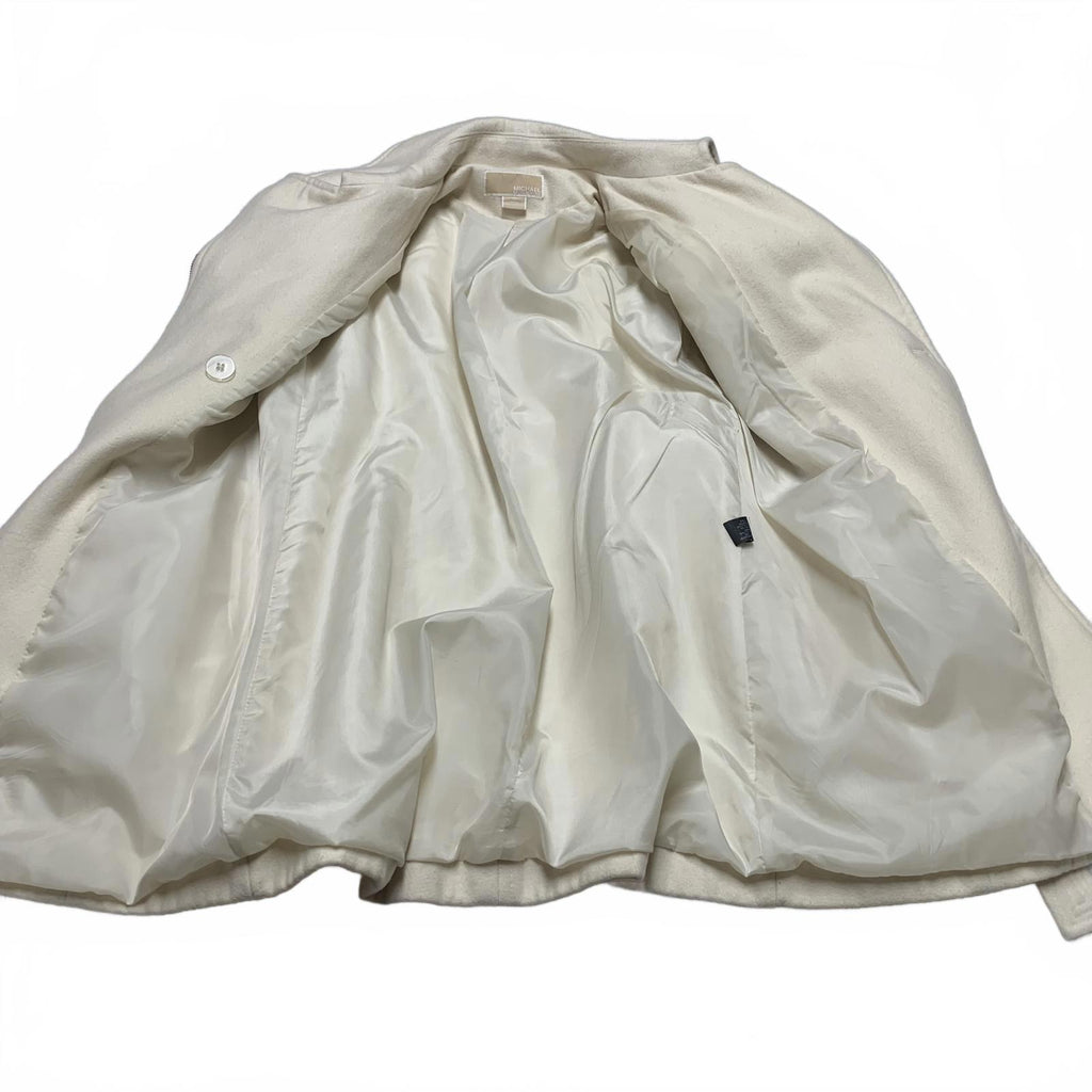 Abrigo con cremallera color crema Michael Kors para mujer, talla 10