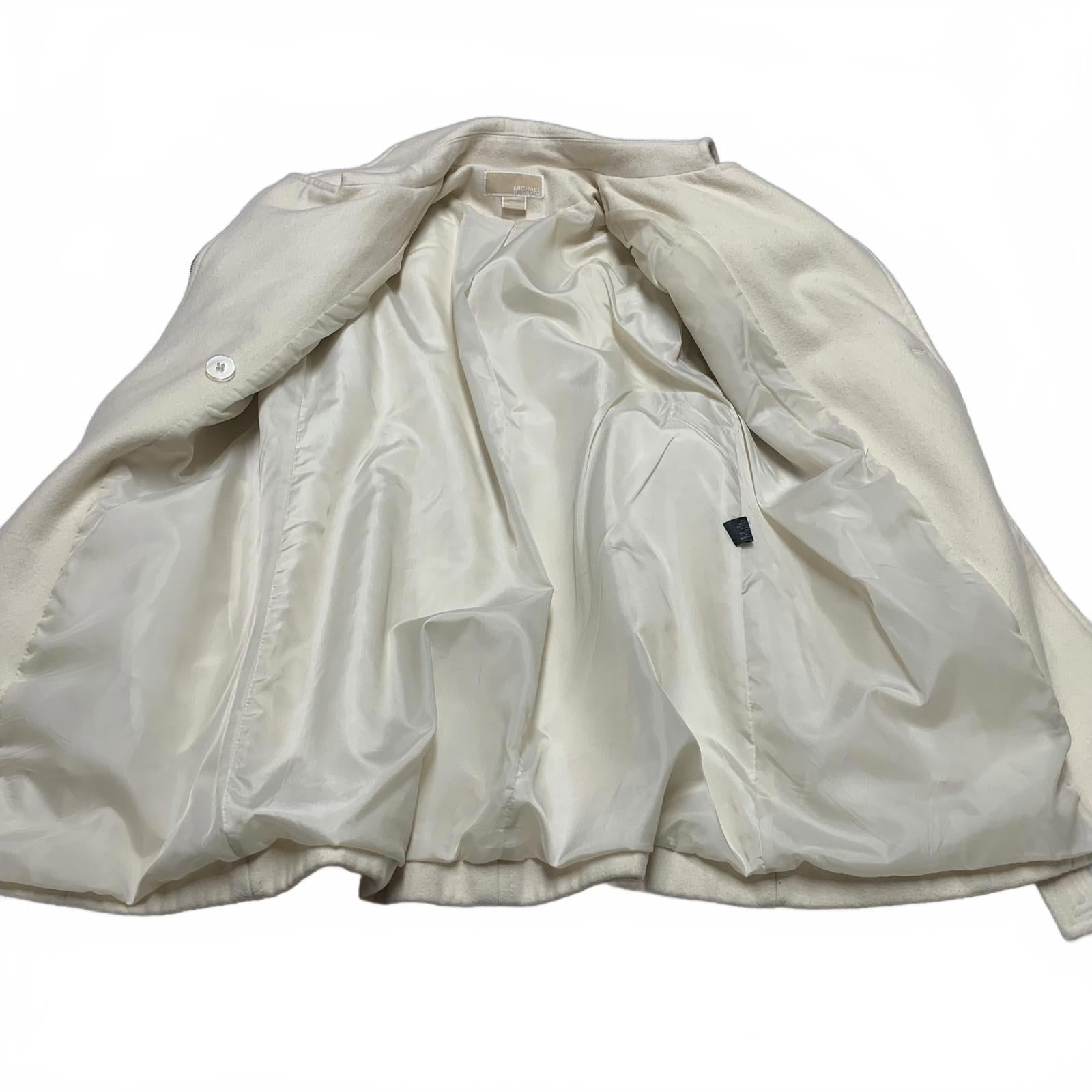 Abrigo con cremallera color crema Michael Kors para mujer, talla 10