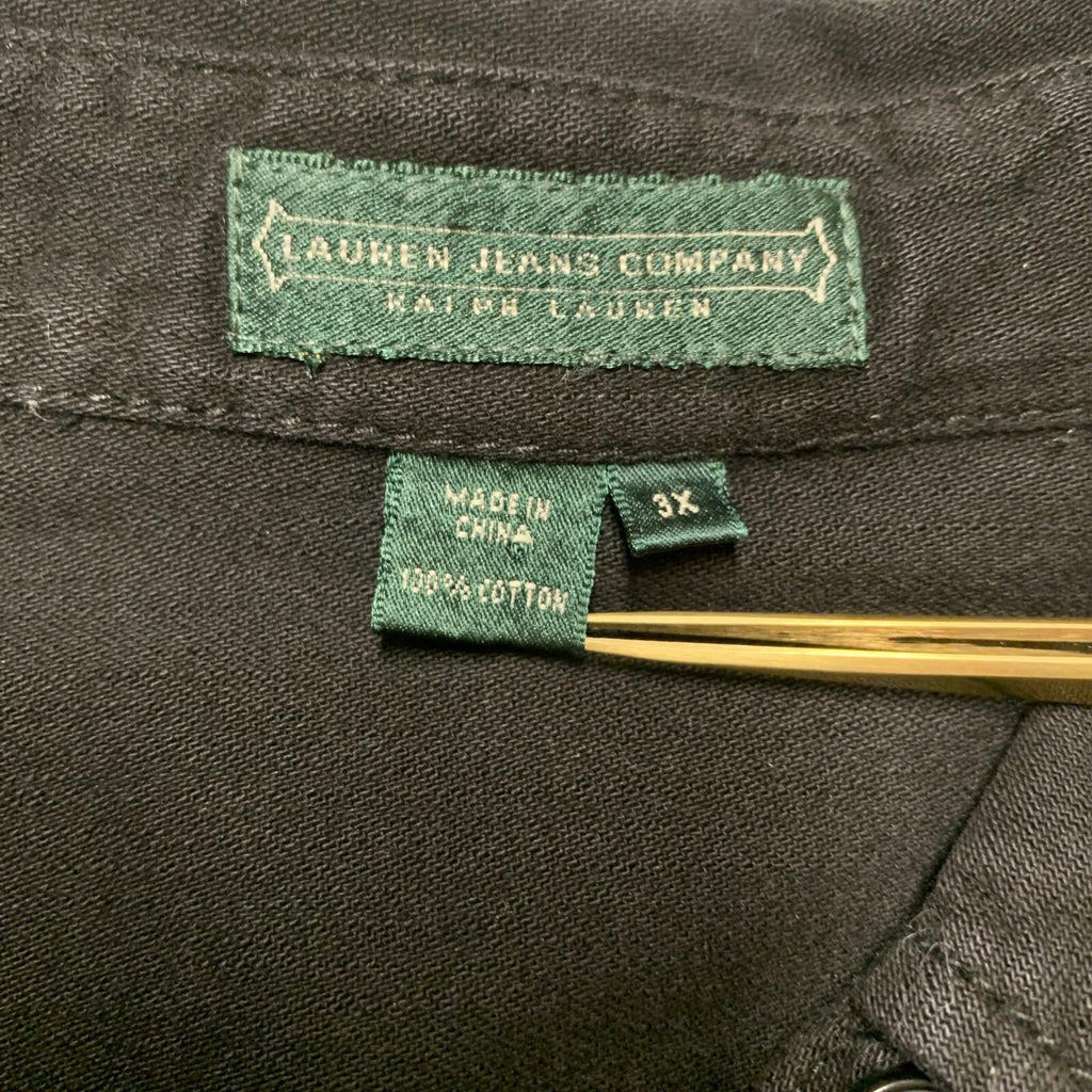 Camisa militar negra con botones 3X para hombre de Lauren Jeans Company, 100 % algodón