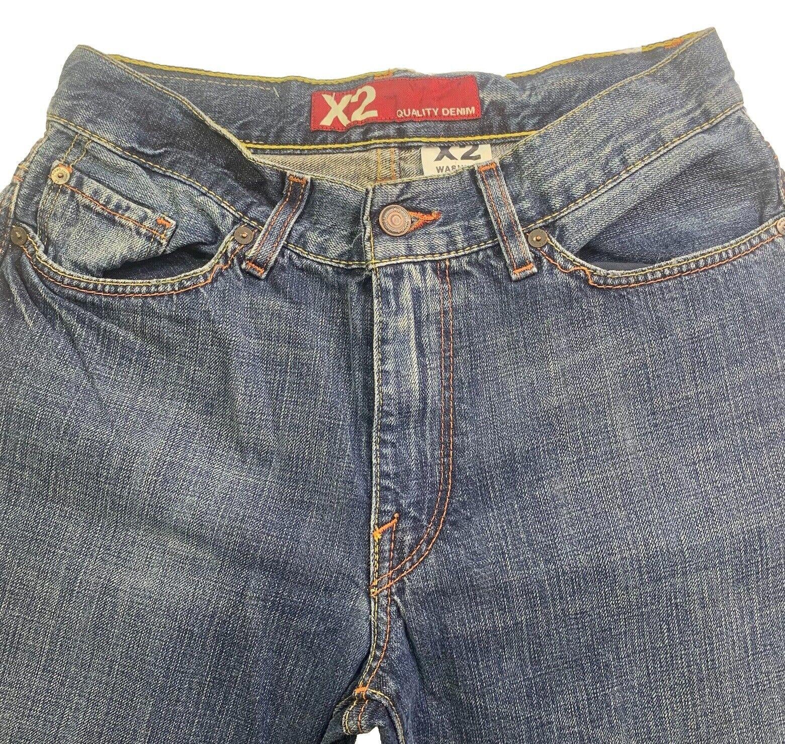 Vaqueros de mezclilla de calidad X2 para hombre, talla W31 L30, corte de bota azul