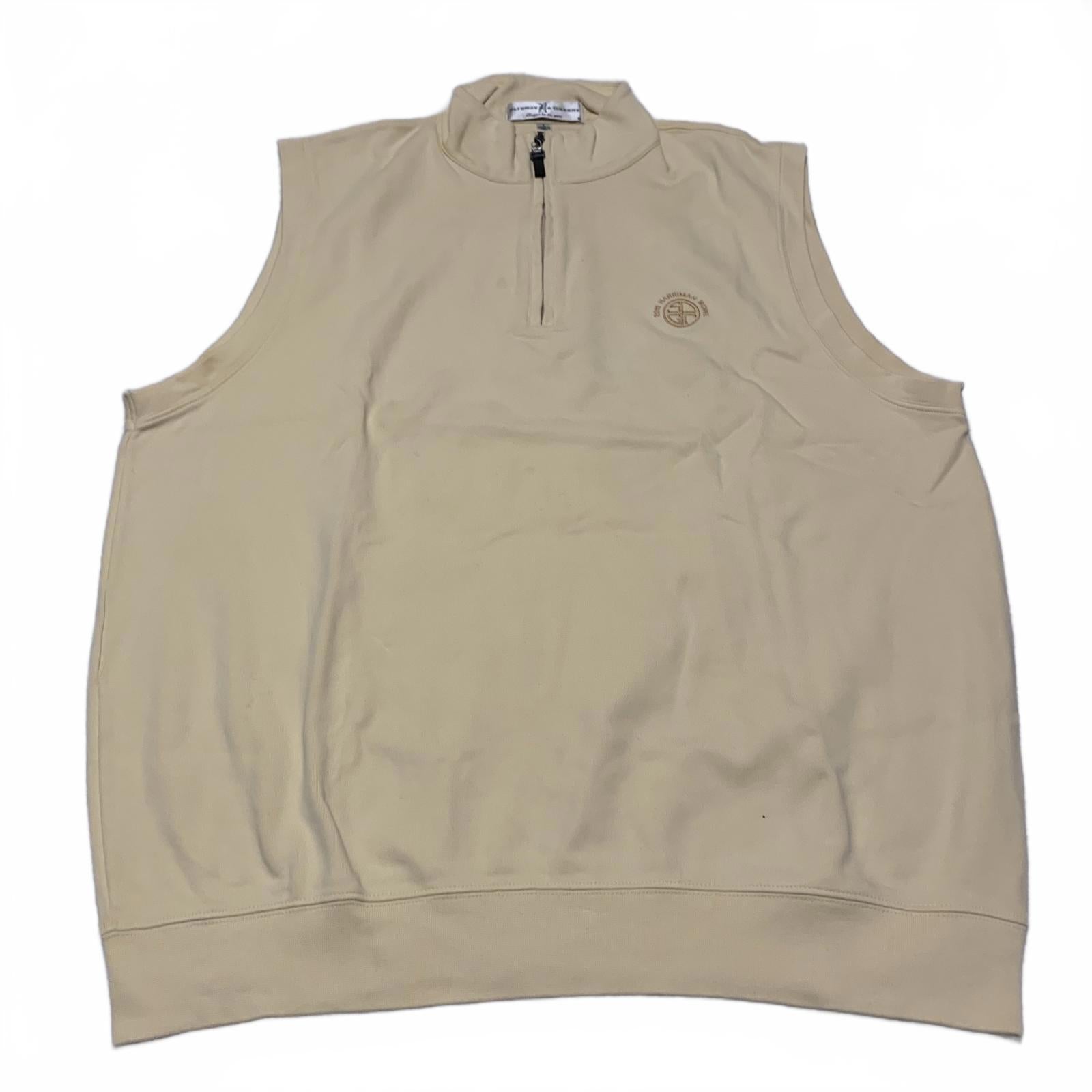 Fairway &amp; Greene Chaleco sin mangas beige amarillo talla L para hombre con cremallera de algodón Pima Perú