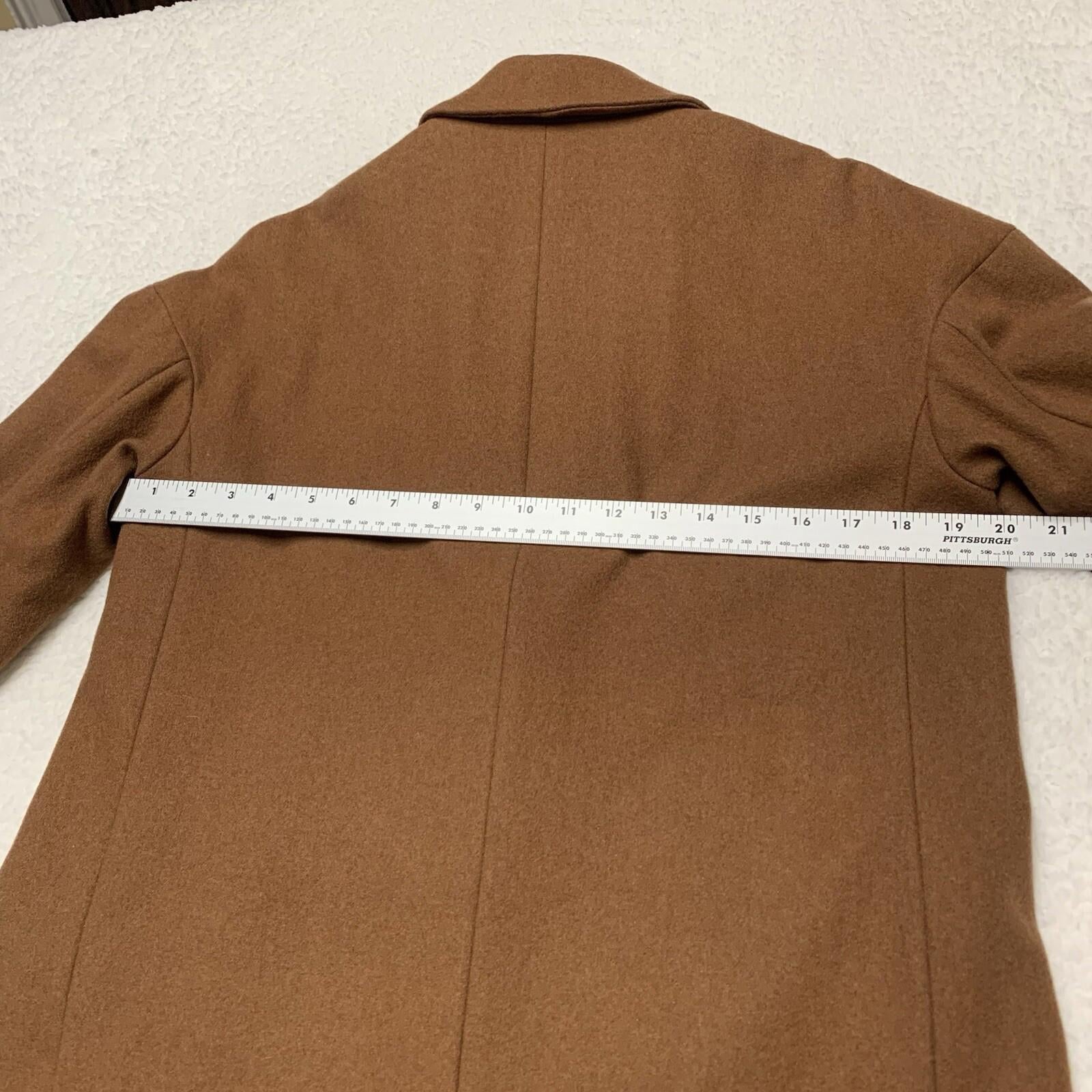 Cartonnier Wool Blazer Coat Women’s Small Brown Oversized Boyfriend 3/4 Sleeve