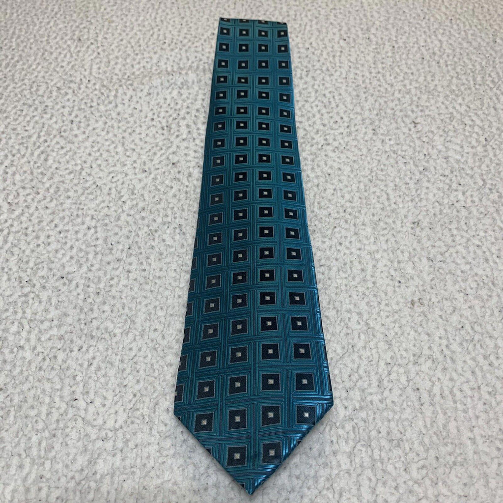 Adolfo Men's Formal Tie Classic Size Turquoise and  Black