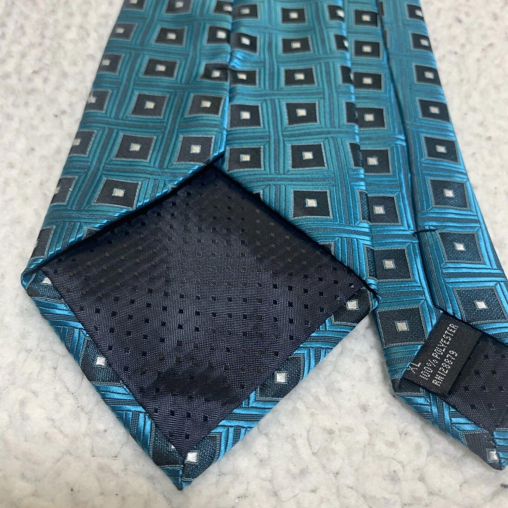 Adolfo Men's Formal Tie Classic Size Turquoise and  Black