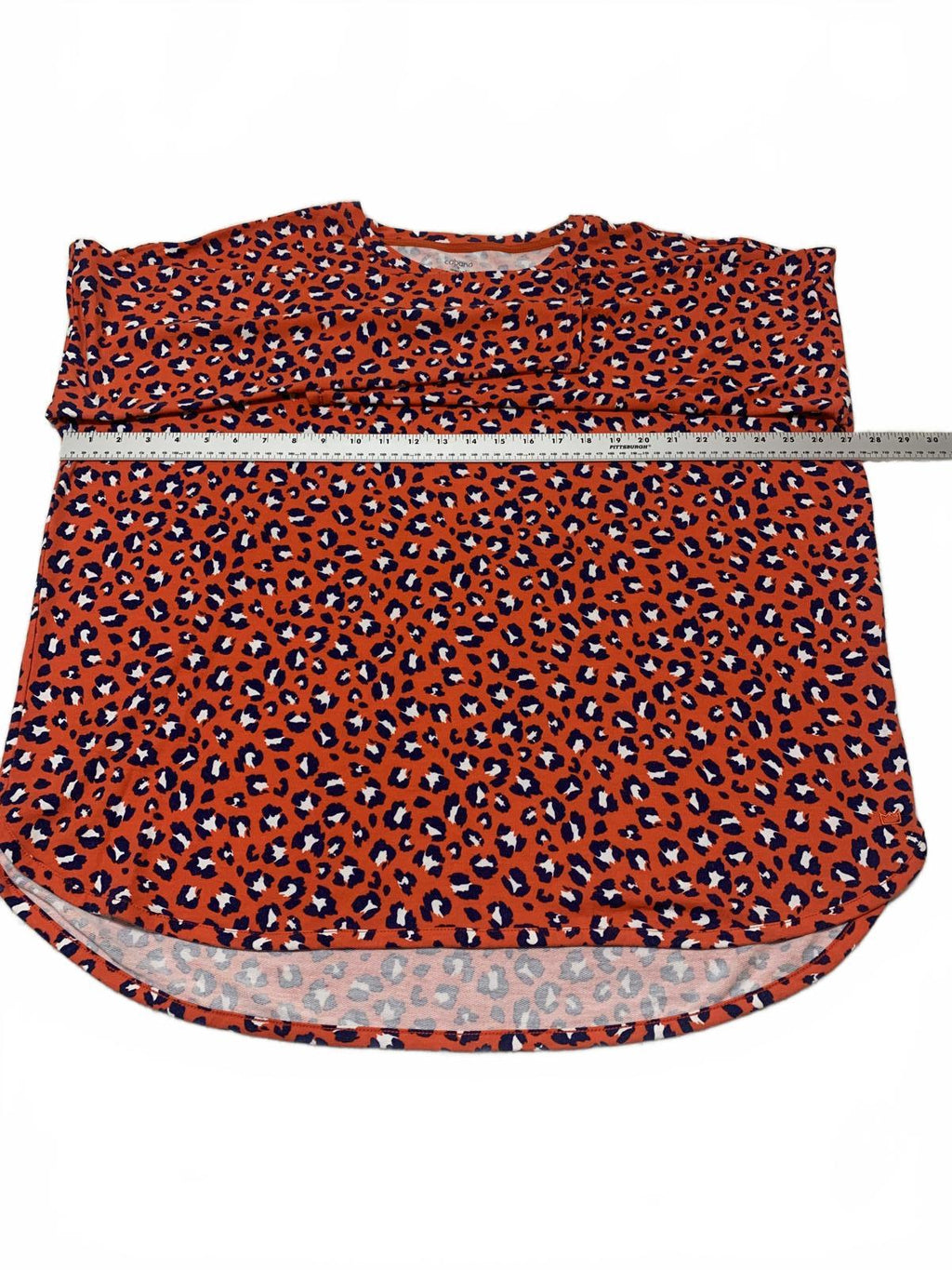 Blusa Cabana de Crown &amp; Ivy con estampado de leopardo en rojo y azul de manga larga para mujer, talla XL