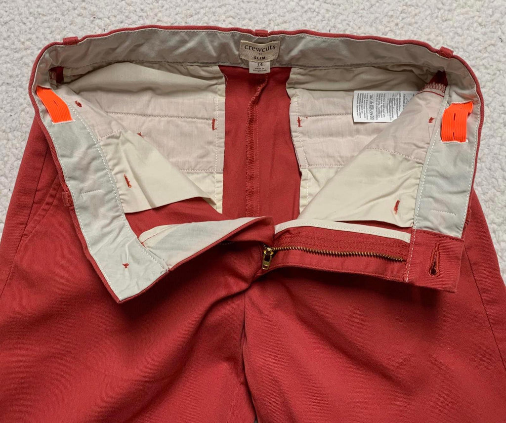 Pantalones Crewcuts Kids, talla 14, color rojo y naranja, corte ajustado, cintura ajustable, 28 x 28 L