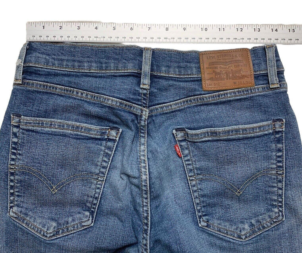 Vaqueros Levi's 512 para hombre, 30 x 30, azul, desgastados y elásticos