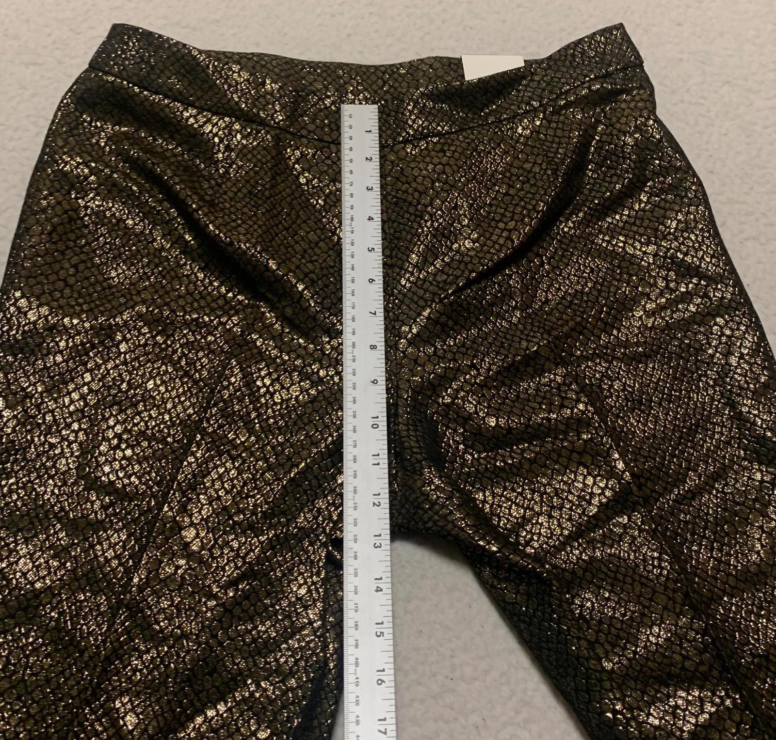 Pantalones Anne Klein para mujer, talla 8, con estampado de piel de serpiente en negro y dorado metalizado