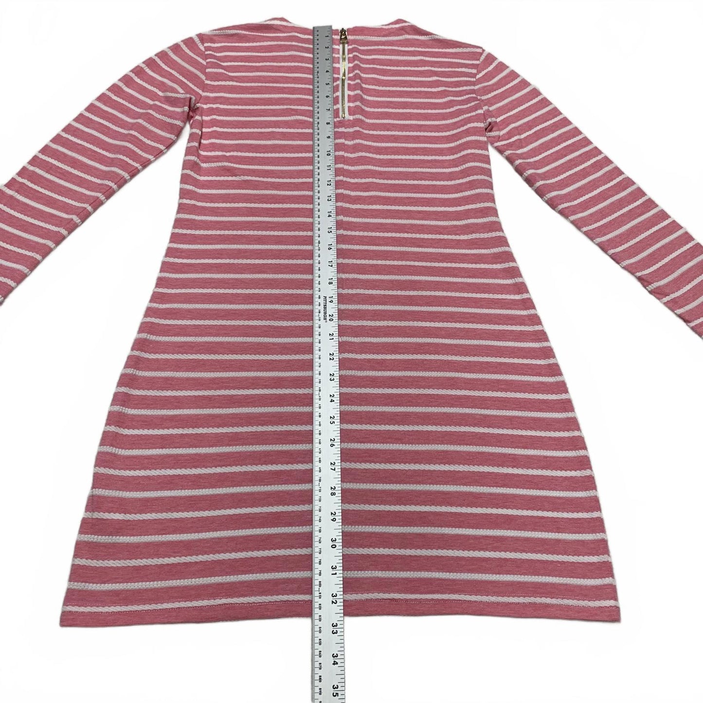 Sail to Sable Juniors Size X-Small Pink White Striped Long Sleeve Summer Dress