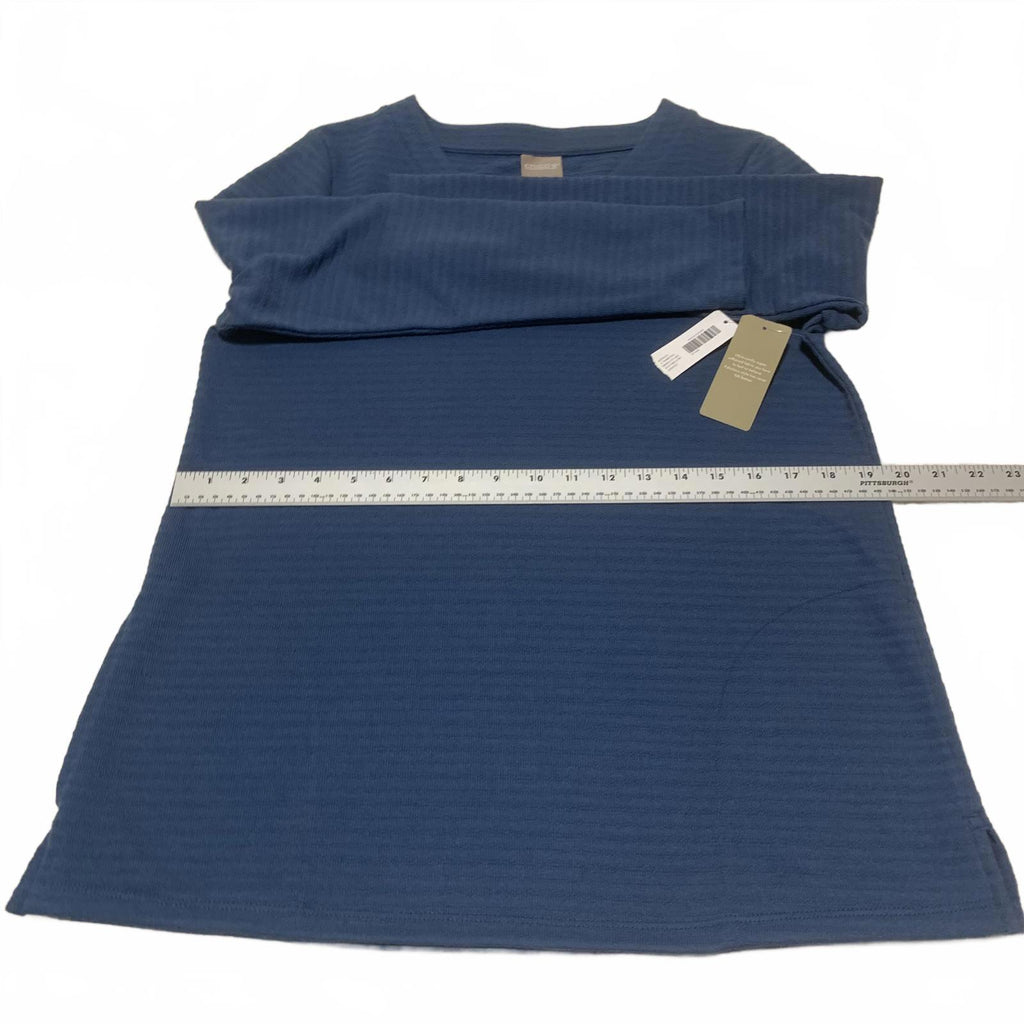 Blusa informal de manga larga azul elástica de Chico's, talla 1, para mujer