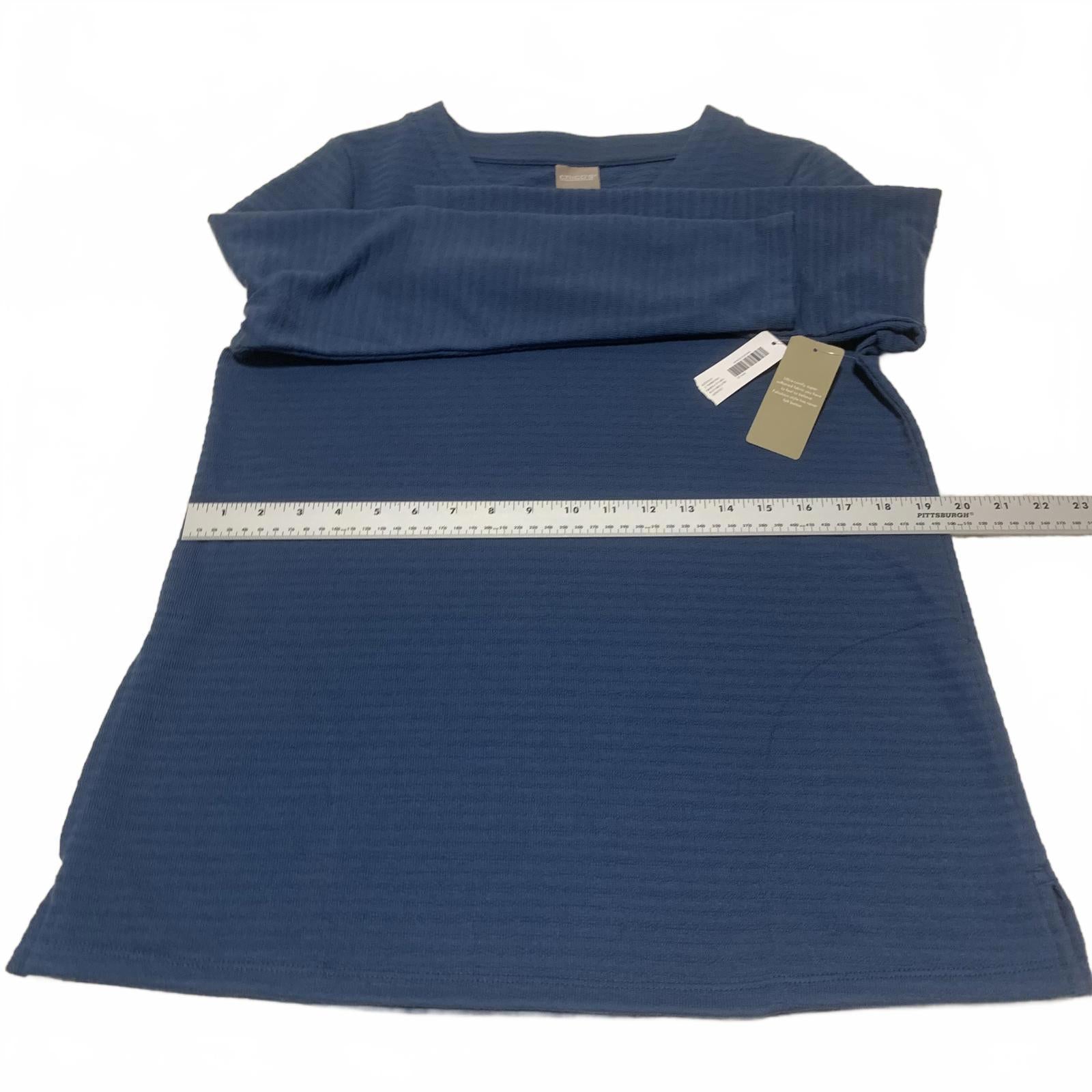 Blusa informal de manga larga azul elástica de Chico's, talla 1, para mujer