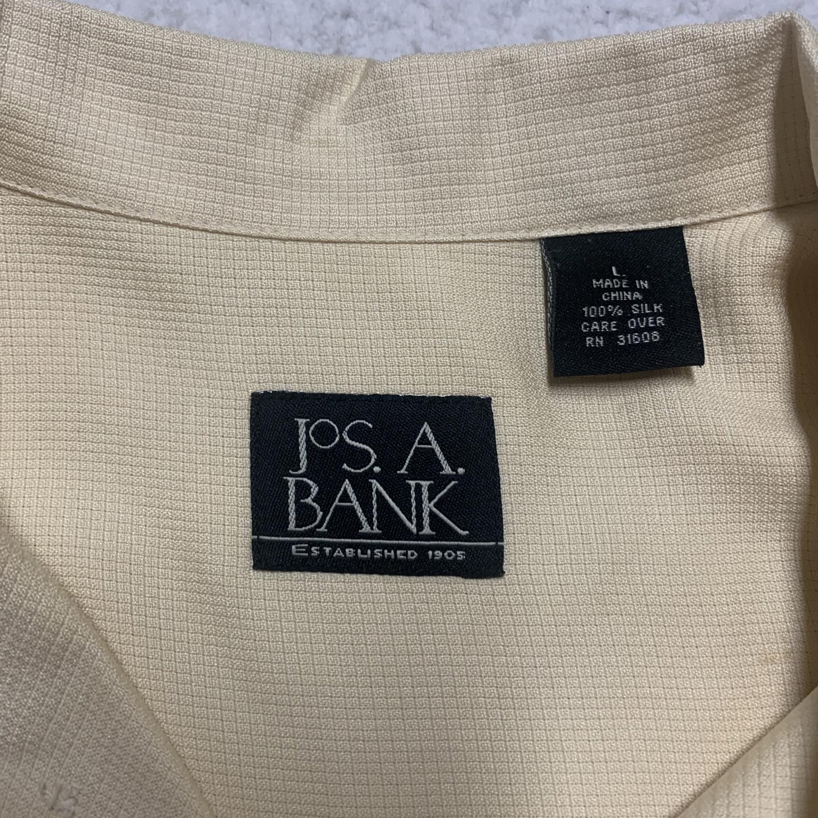 Camisa de seda grande Jos. A. Bank, beige claro, manga corta