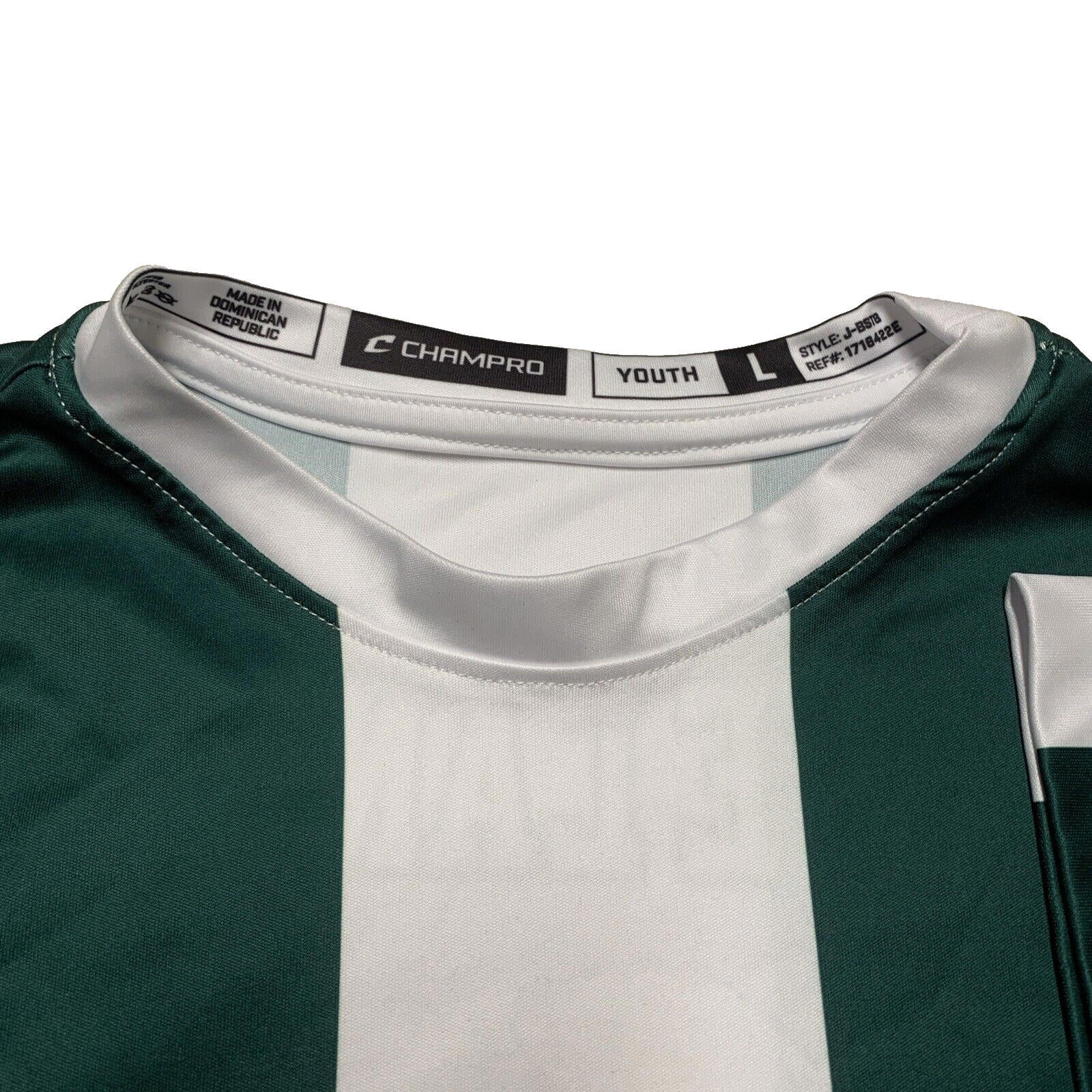 Champro Youth Size L Forest Green Jersey Knit Top Short Sleeve T-Shirt