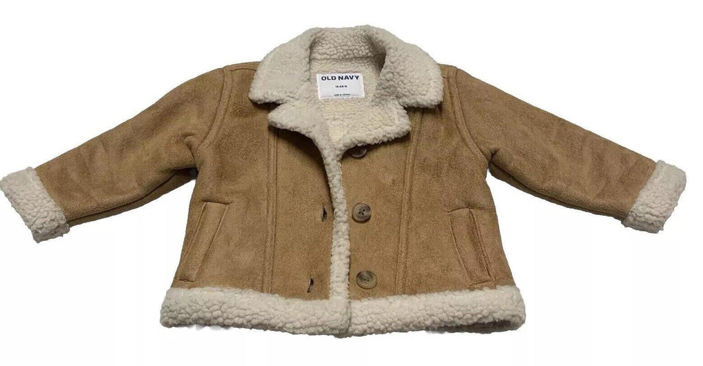 Abrigo Sherpa de ante sintético camello para bebé de Old Navy, talla 18-24 M
