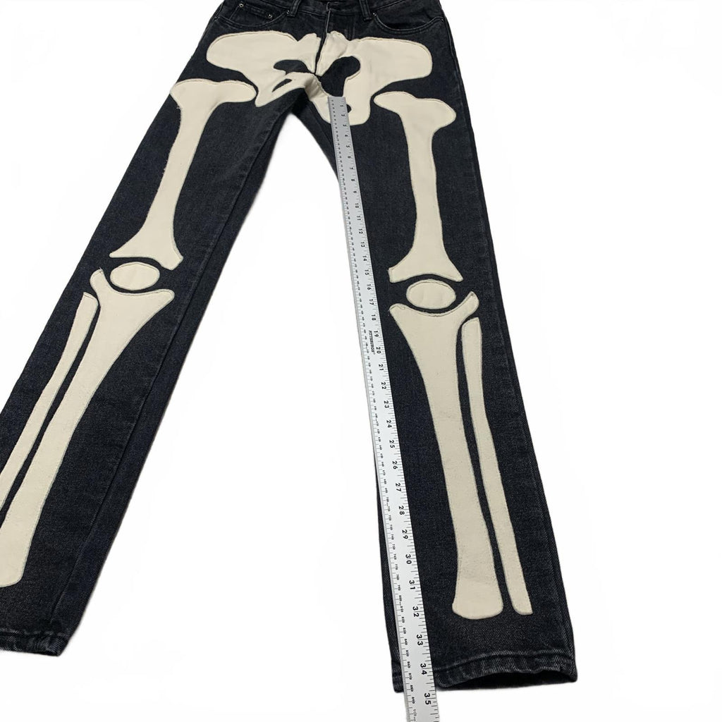 Vaqueros negros con estampado de calavera para hombre MNML, talla 28