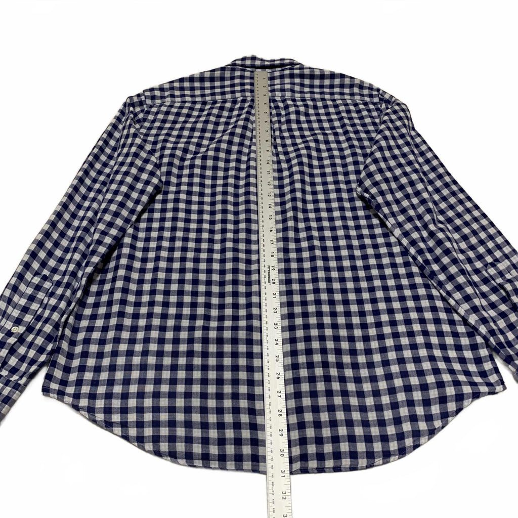 Camisa Ralph Lauren para hombre, talla L, azul, blanca, a cuadros, informal, con botones, manga larga