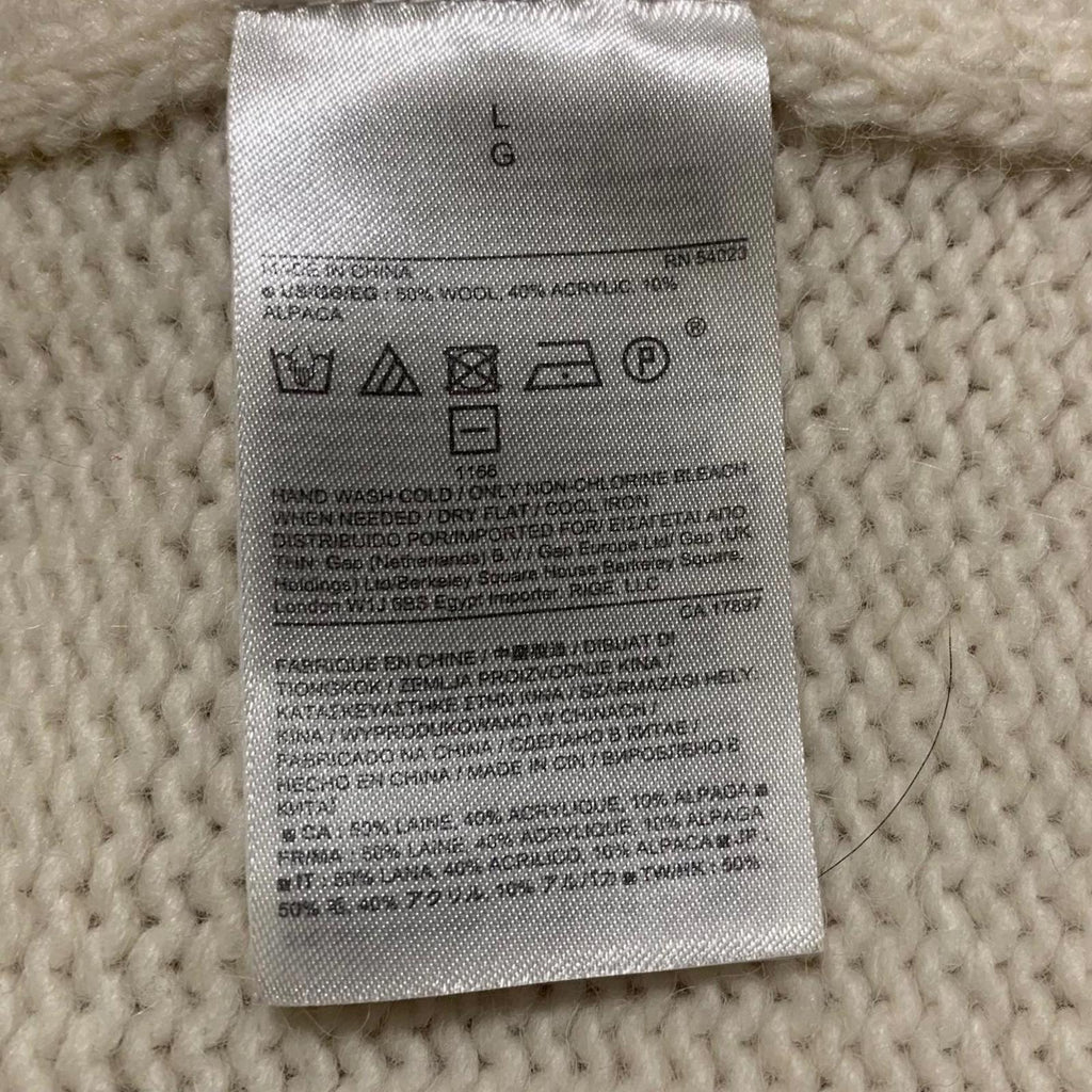 Cárdigan largo de punto de hilo italiano color crema para mujer de Banana Republic, talla L