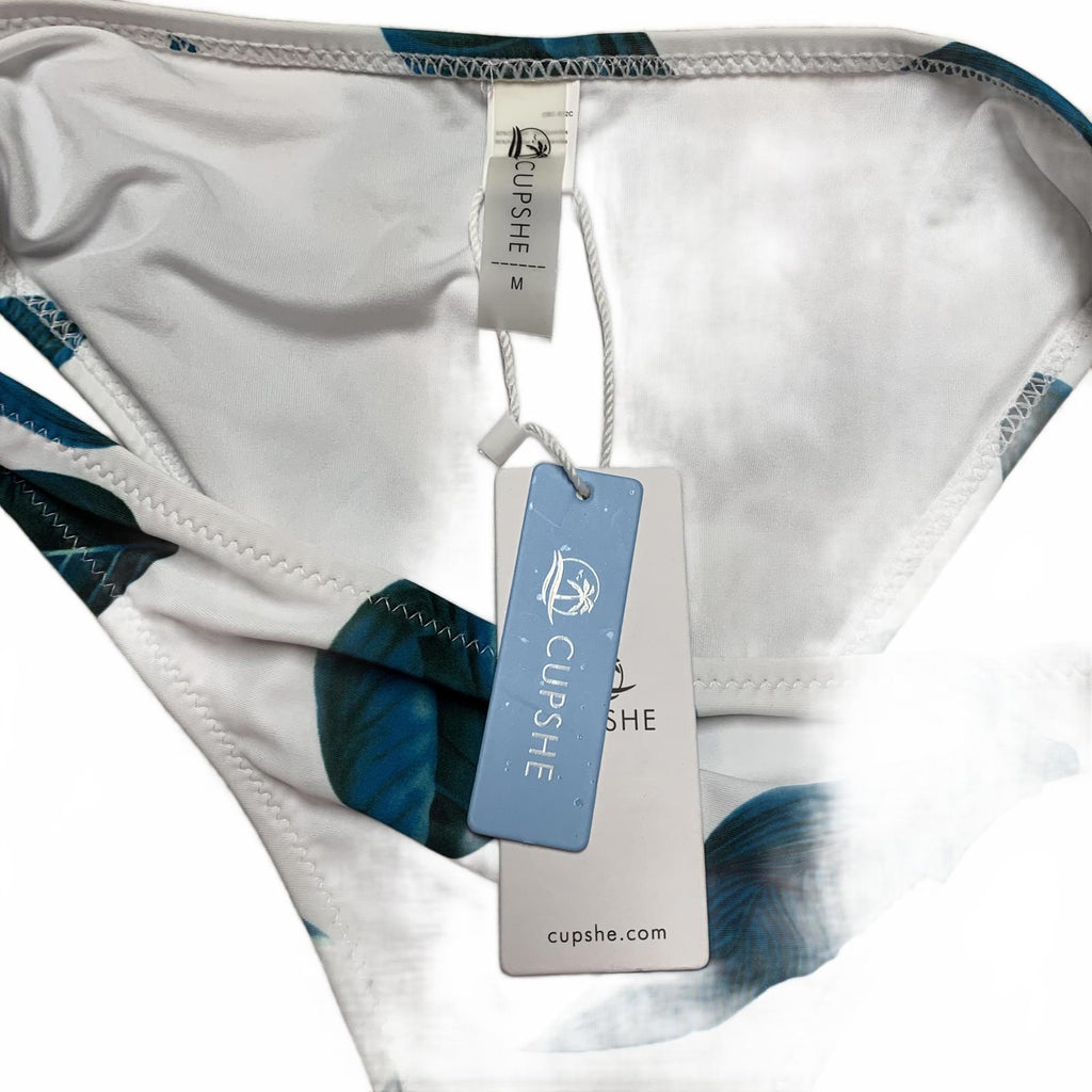 Braguita de bikini Cupshe para mujer, talla M, con estampado de hojas azules