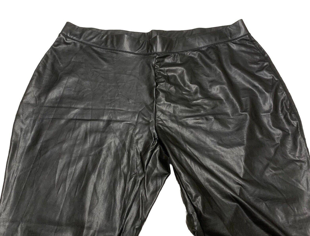 Pantalones de mujer Ashley Stewart, talla 26/28, piel sintética negra