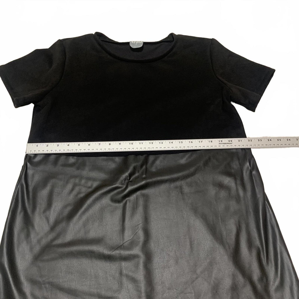 Vestido informal de manga corta con falda de piel sintética Arula para mujer, talla 1X, EE. UU.