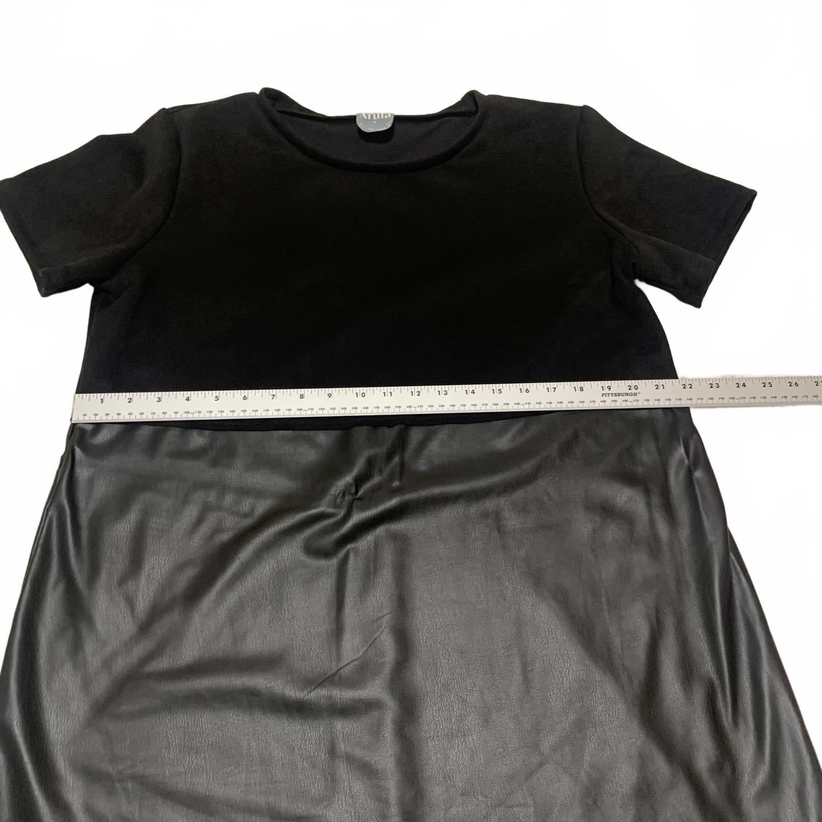 Vestido informal de manga corta con falda de piel sintética Arula para mujer, talla 1X, EE. UU.