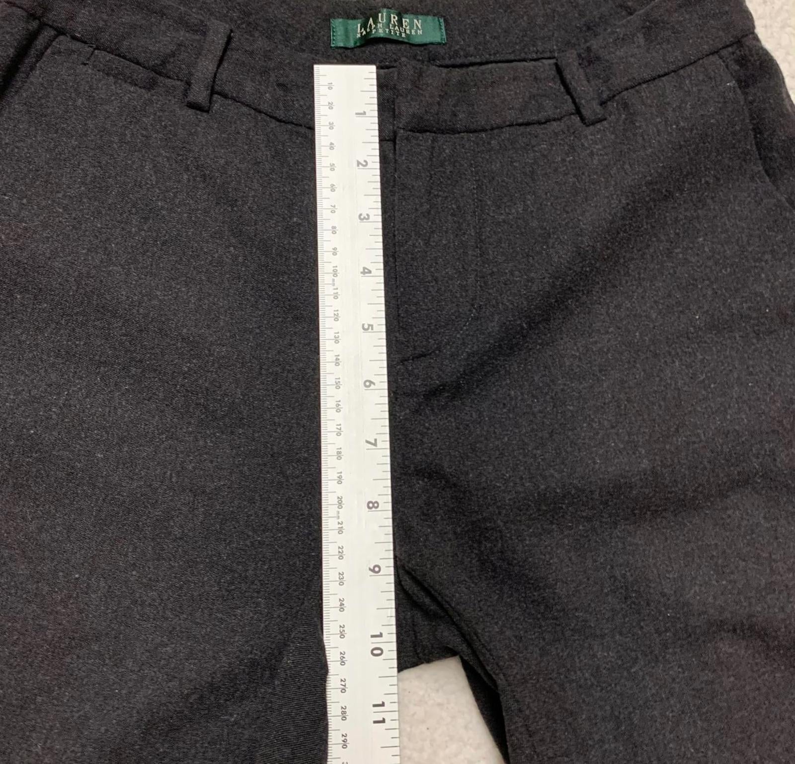 Pantalones de vestir de lana gris carbón Lauren Ralph Lauren para mujer, talla 2P, talla pequeña, ancho 27 x 29