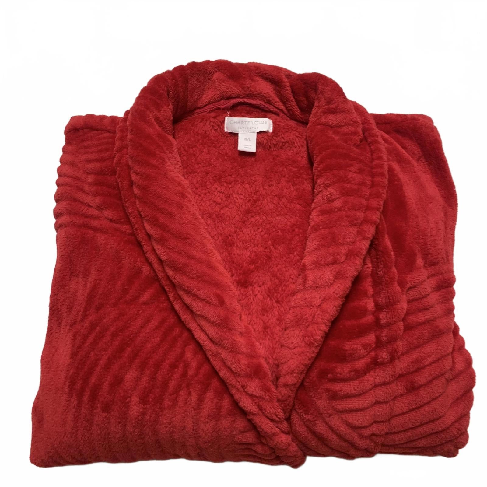 Bata de polar roja Charter Club Intimates para mujer, talla M/L